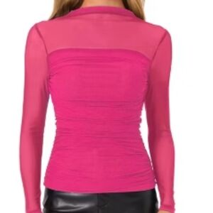 Amanda Uprichard Fuchsia Long Sleeve mesh Top Size S like new